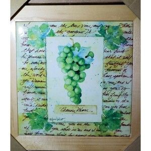 Decorative Tile Trivet Grapes Wine Lover Gift Wood Framed Hot Plate Chenin Blanc